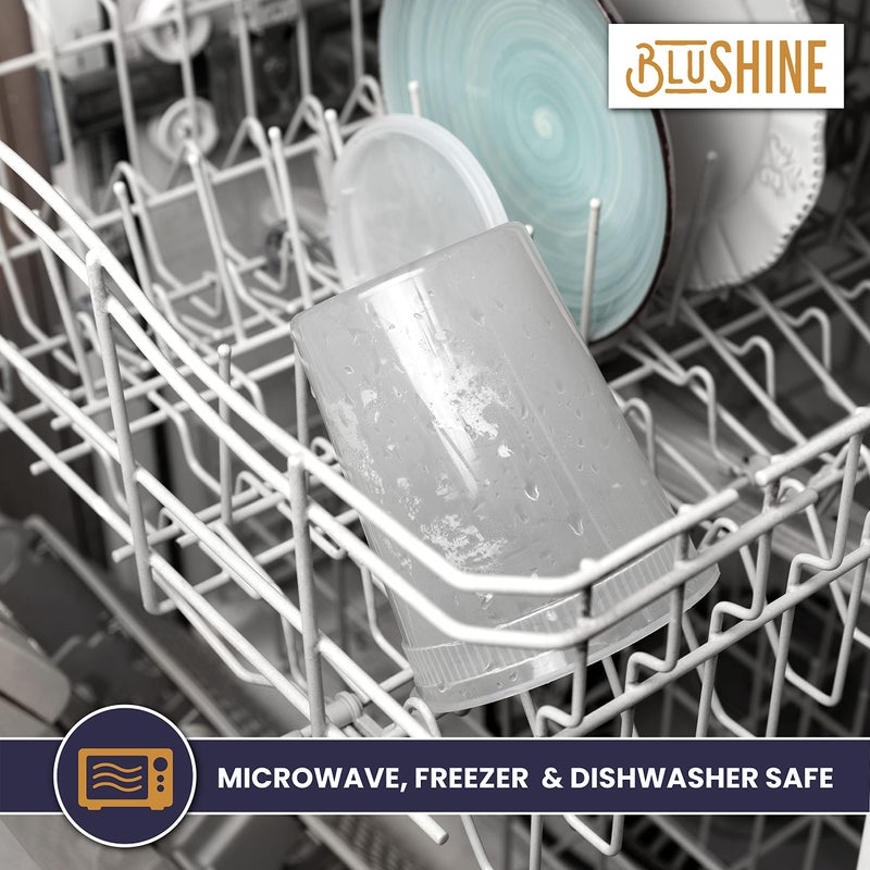 BluShine [24 Sets] 32 oz. Plastic Deli Food Storage Containers with Airtight Leak Proof Lids - Reusable - Microwave, Fridge, and Freezer Safe - Image 2